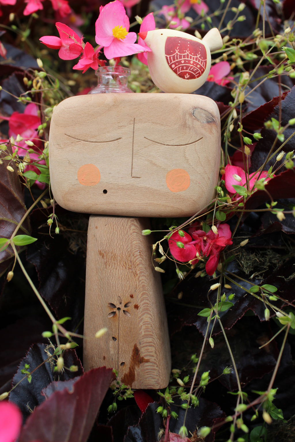 Head in Bloom – Handmade Wooden Vase Sculpture