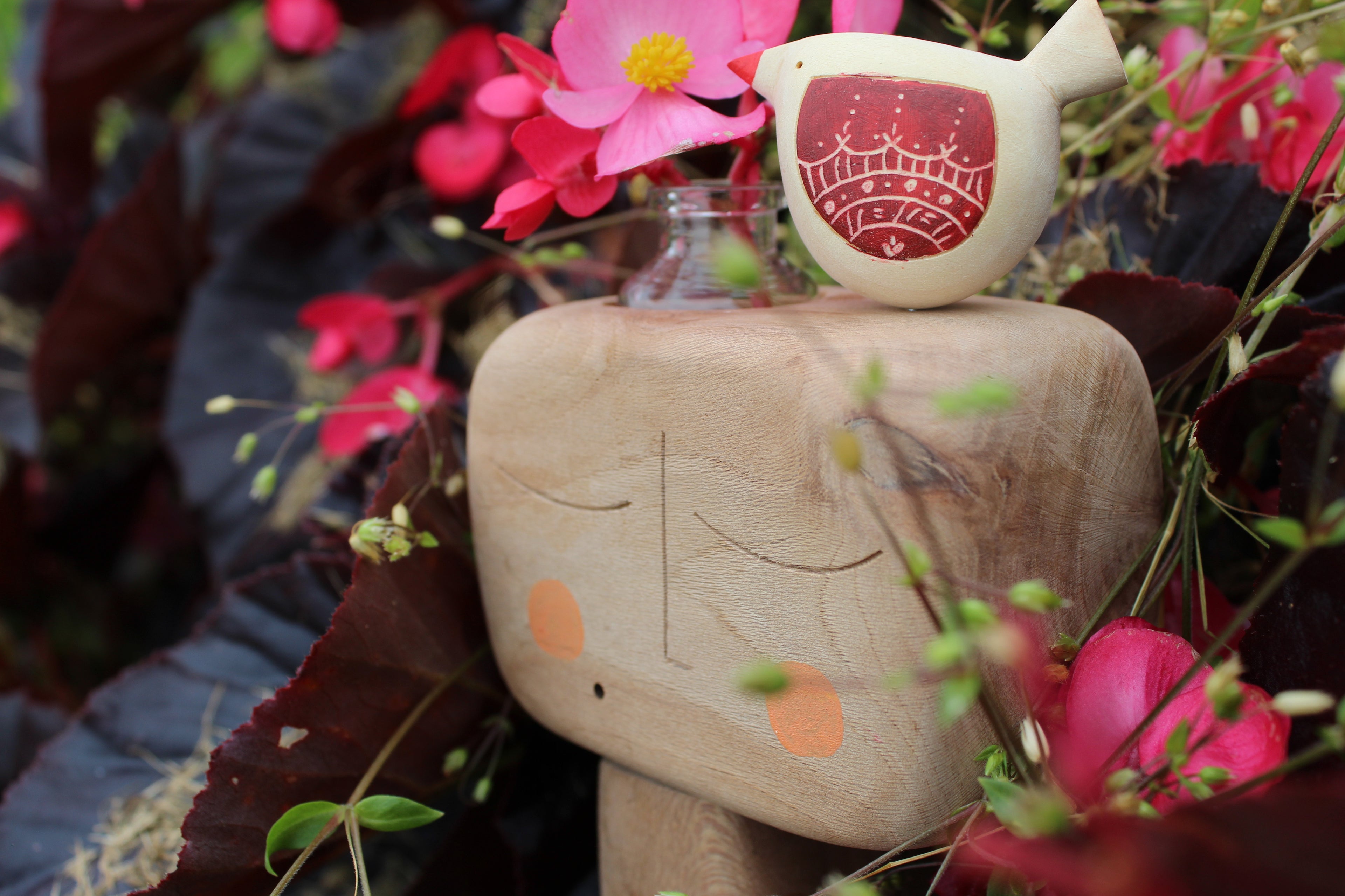 Head in Bloom – Handmade Wooden Vase Sculpture