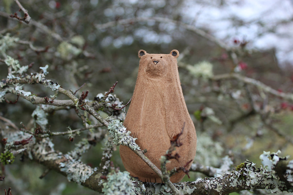 Quiet Bear Keychain – Handmade Wooden Keyring