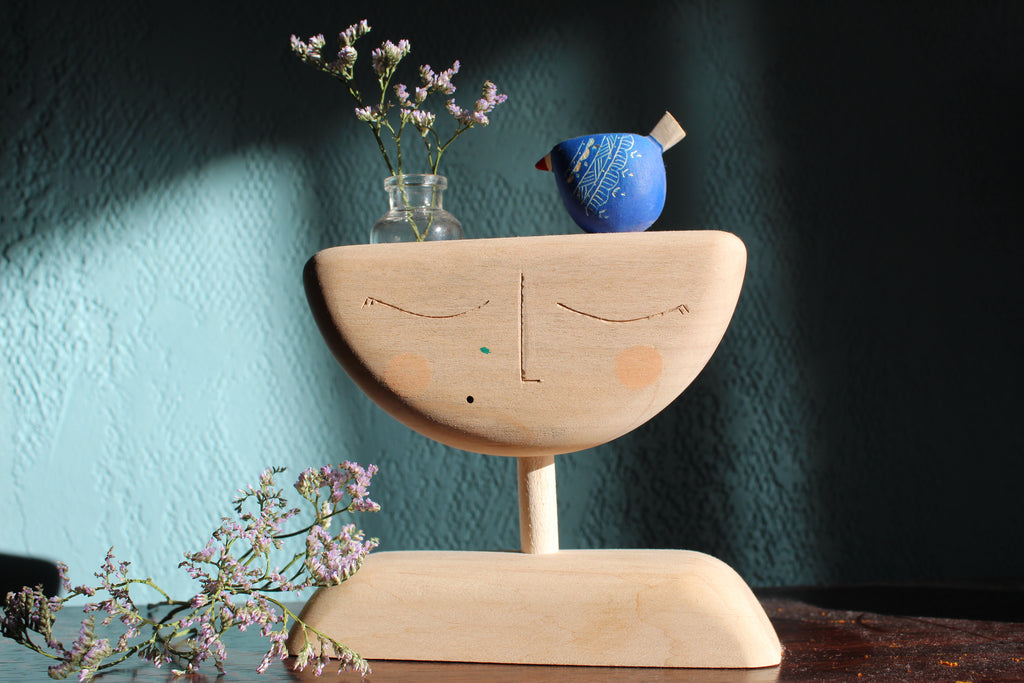 Head in Bloom – Handmade Wooden Vase Sculpture
