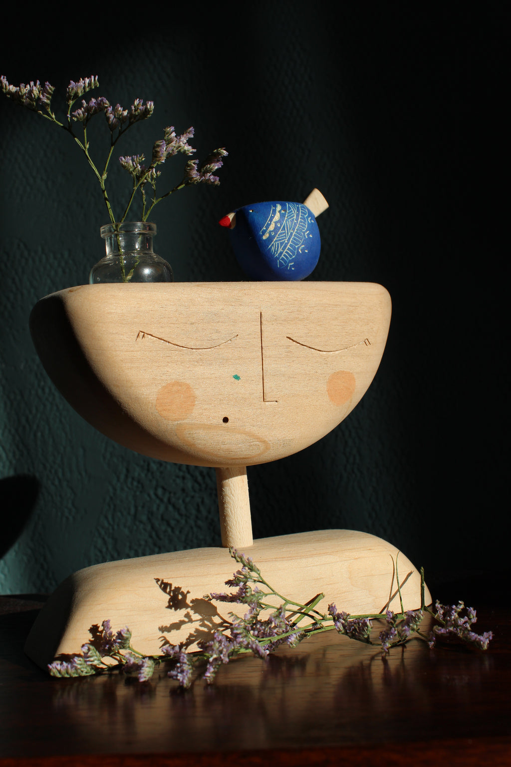 Head in Bloom – Handmade Wooden Vase Sculpture