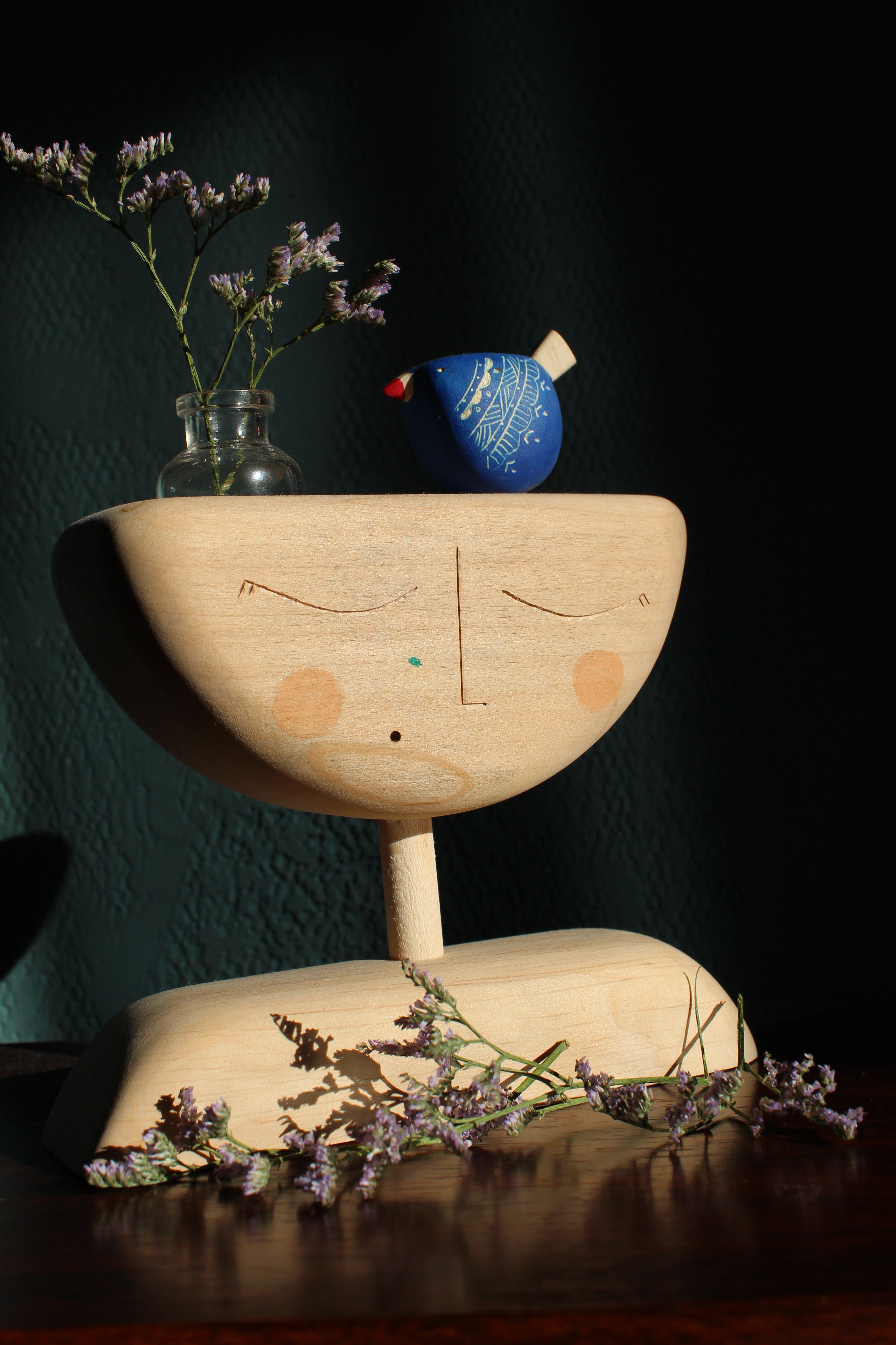 Head in Bloom – Handmade Wooden Vase Sculpture