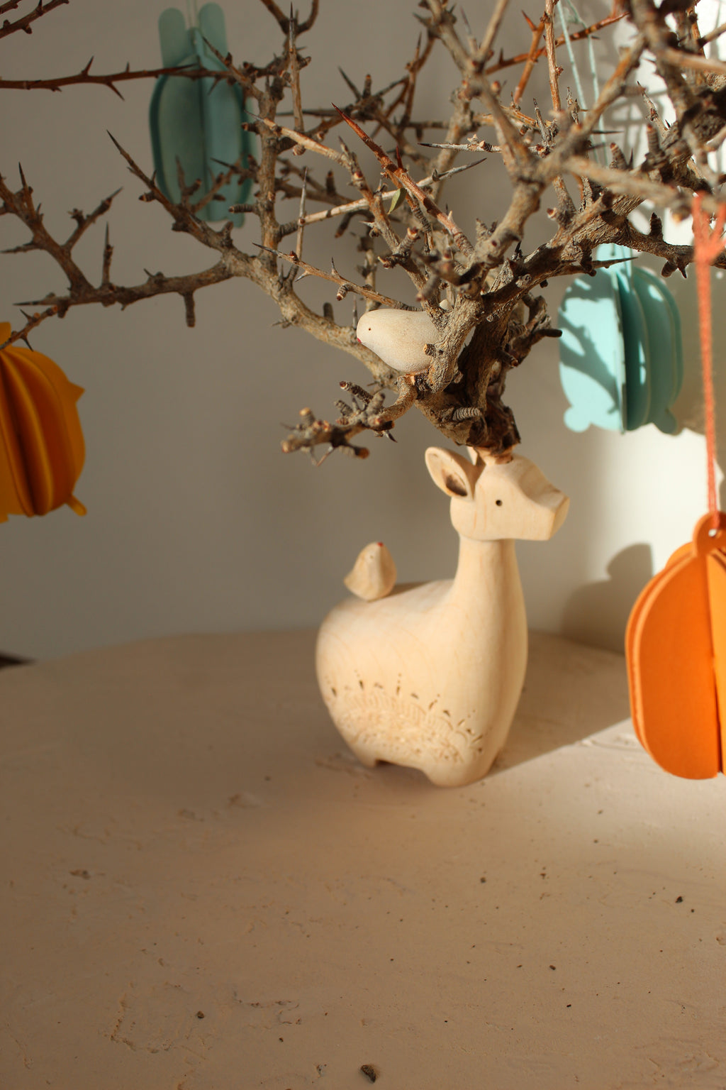 The Gentle Deer – Handmade Wooden Deer Sculpture