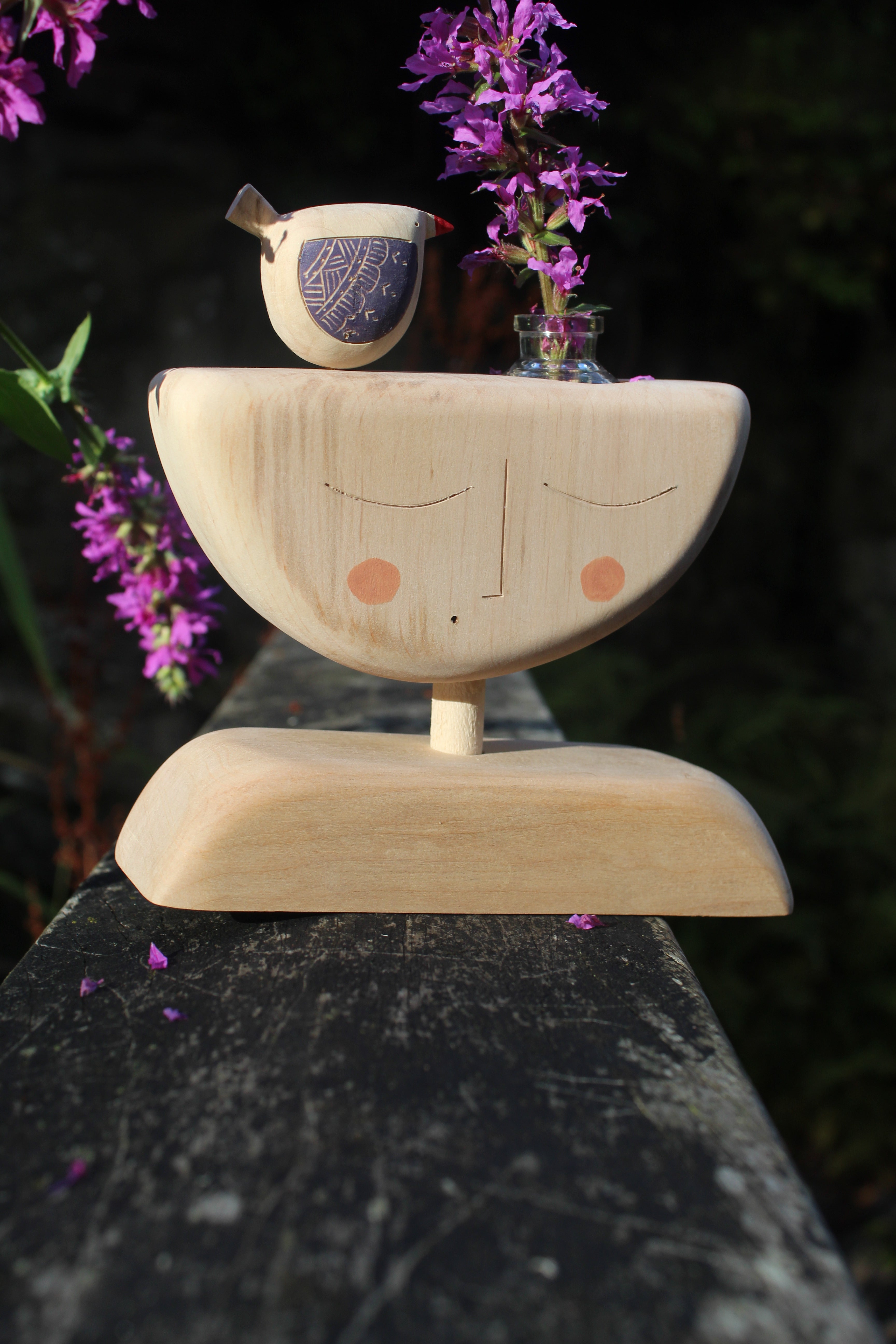 Head in Bloom – Handmade Wooden Vase Sculpture