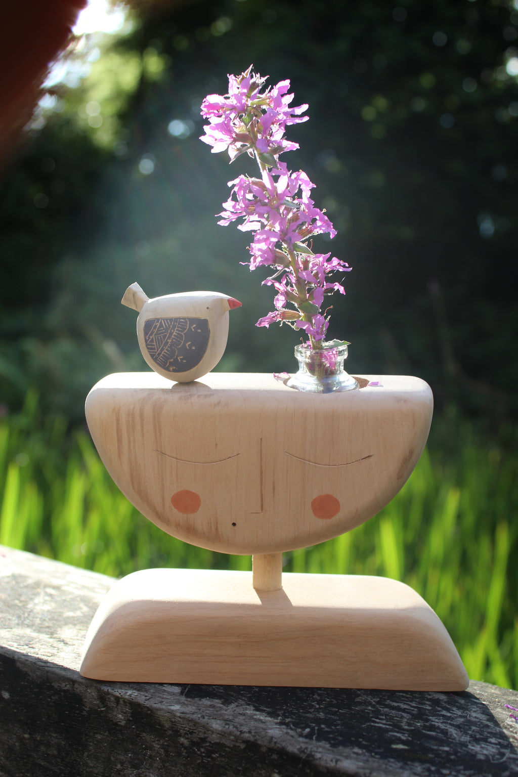 Head in Bloom – Handmade Wooden Vase Sculpture