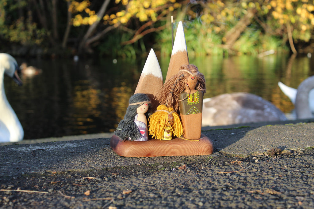 Mountain Spirit – Handmade Wooden Incense & Candle Sculpture