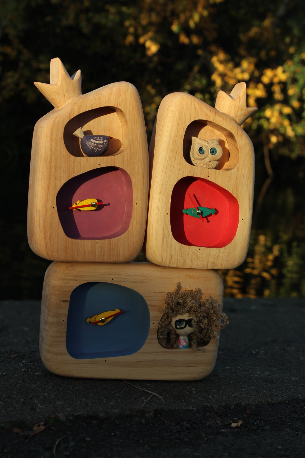 Storytelling Owl Clock – Handmade Wooden Shelf Clock