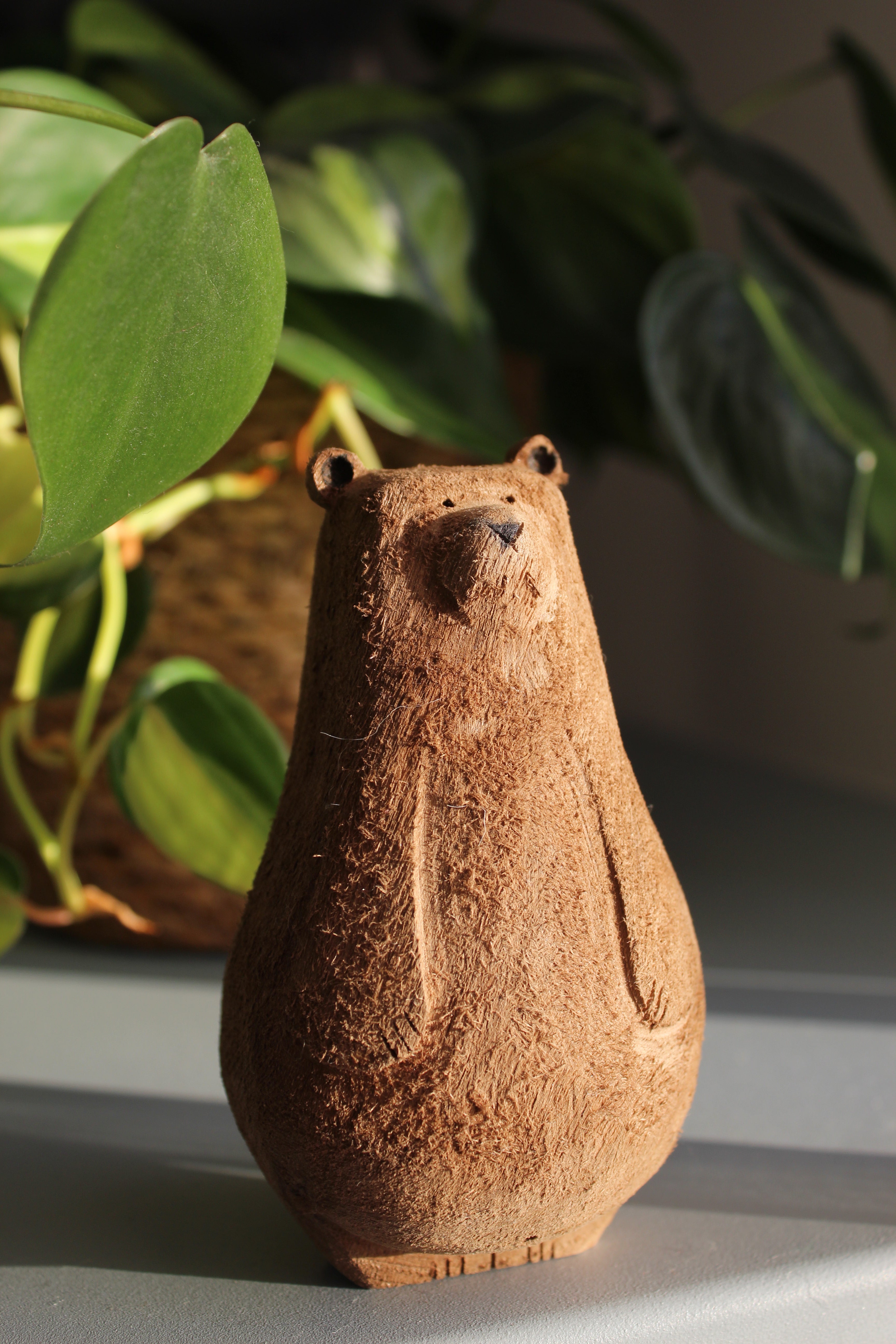 Quiet Bear Keychain – Handmade Wooden Keyring
