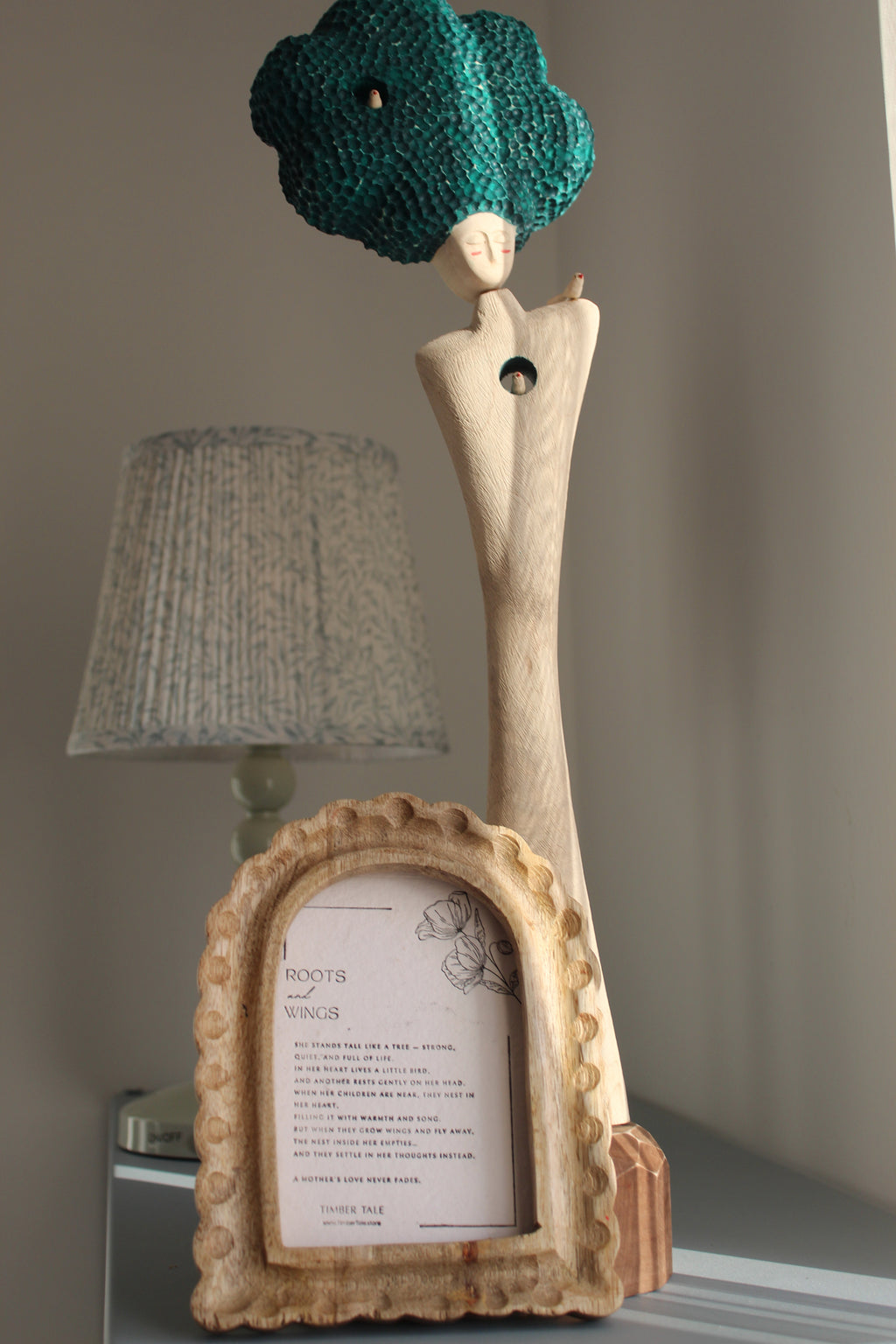 Roots & Wings – Handmade Wooden Motherhood Sculpture