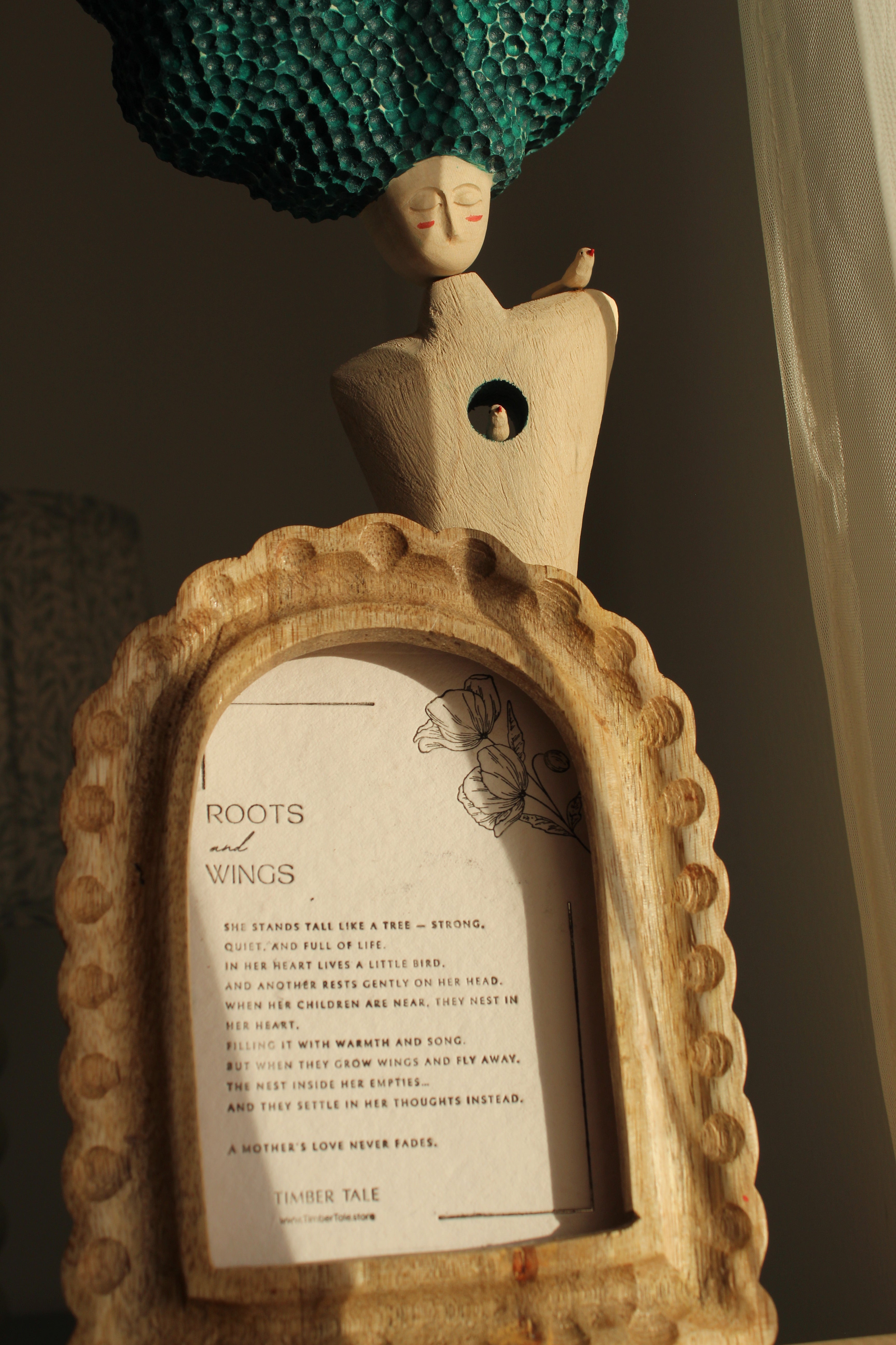 Roots & Wings – Handmade Wooden Motherhood Sculpture