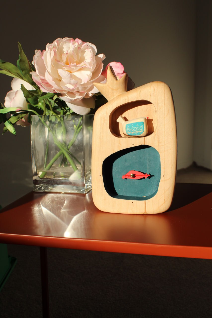 Amen Bird Clock – Handmade Wooden Shelf Clock